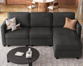 Belffin 84.3' 4 Seats L Shaped Couch Modular Sectional Sofa Washable Sectional Couches for Living Room Comfy Couches with Storage Seat Couch Sofas with Chaise,Dark Grey