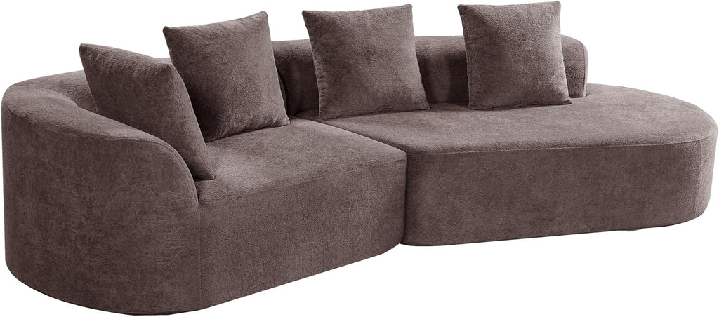 Christopher Knight Home Randa Upholstered Modern Sofa Couch, Boneless Cloud Sofa, Fully Assembled Long Sofa Chaise Lounge, Large Upholstered Couch, Brown