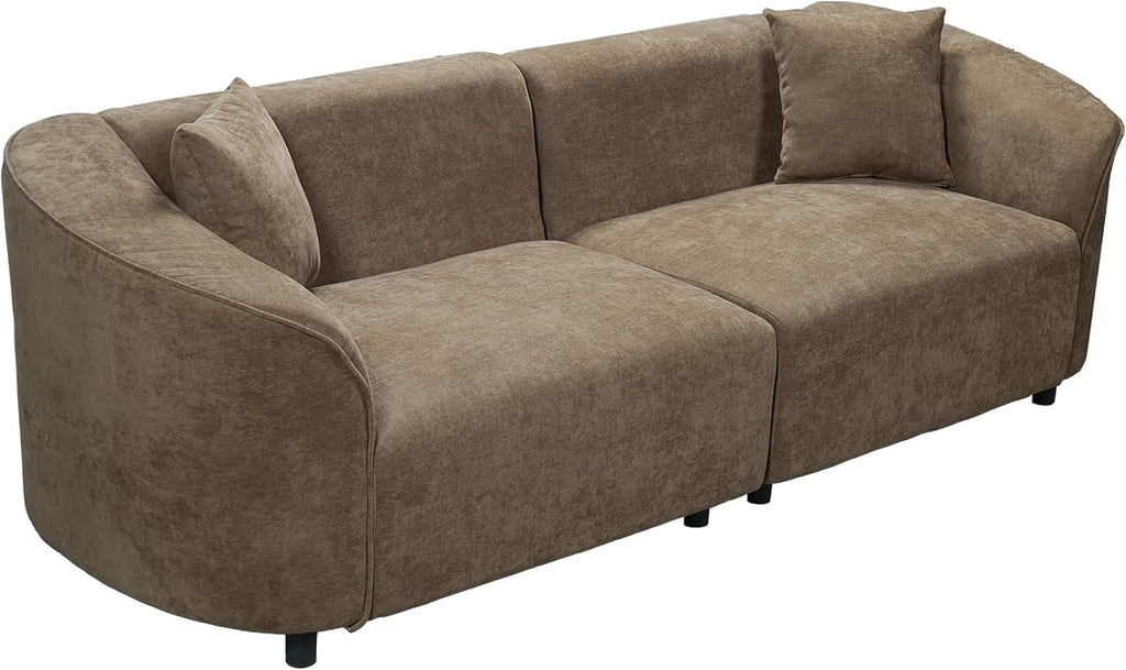 Merax 87' Curved Sofa Comfy Contemporary Upholstered Loveseat with Extra Deep Seats for Living Room Apartment Office, Brown