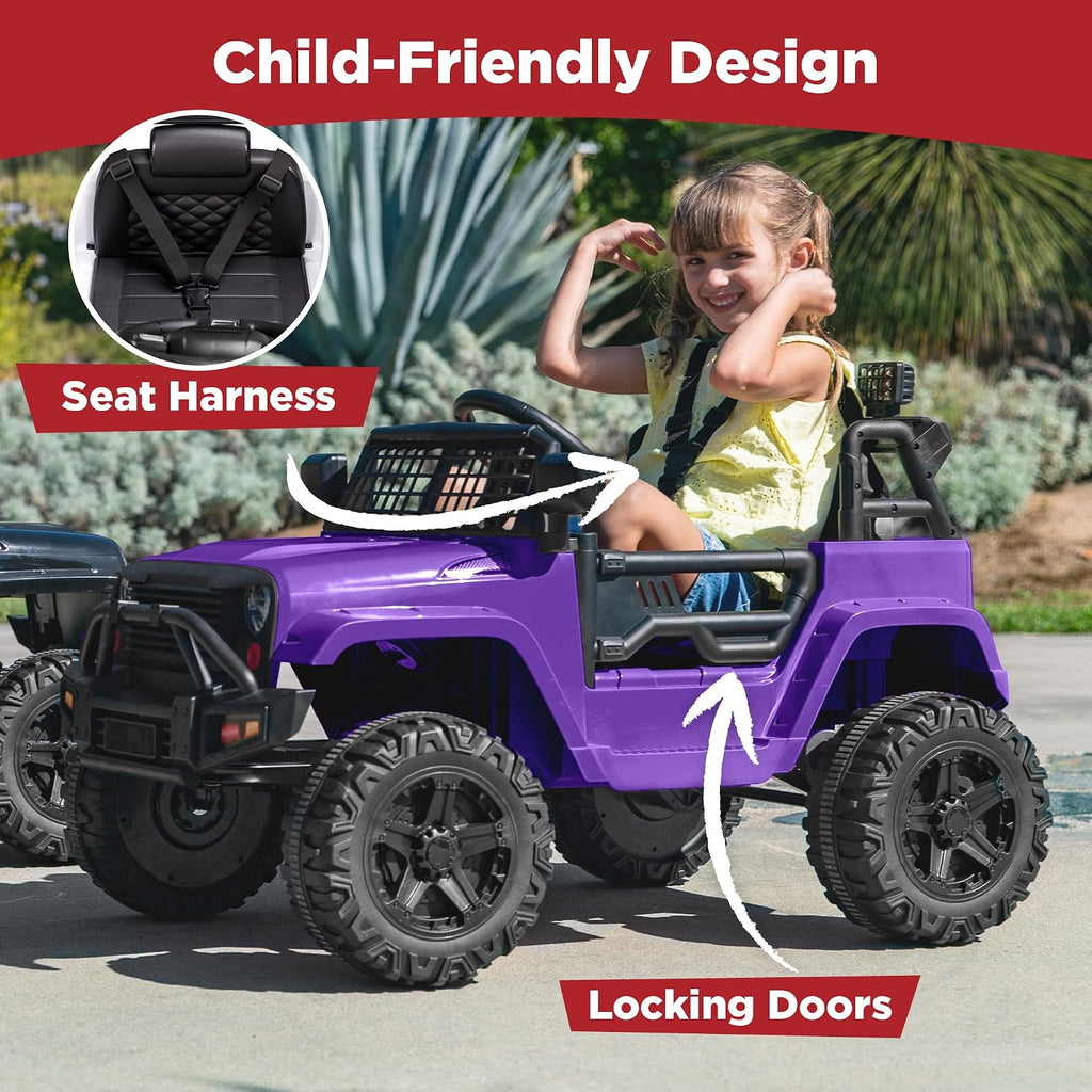Best Choice Products 12V Kids Electric Vehicle Toy Ride On Car with Parent Remote Control for Toddlers, Seat Harness, 61 lbs Weight Capacity, Locking Doors, Spring Suspension, Bluetooth - Purple