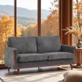 VINGLI 68' W Comfy Mid Century Loveseat, Two Seater Sofa with Spring Support & Solid Wood Frame, Corduroy Fabric Small Couch for Living Room, Small Space, Bedroom, Grey
