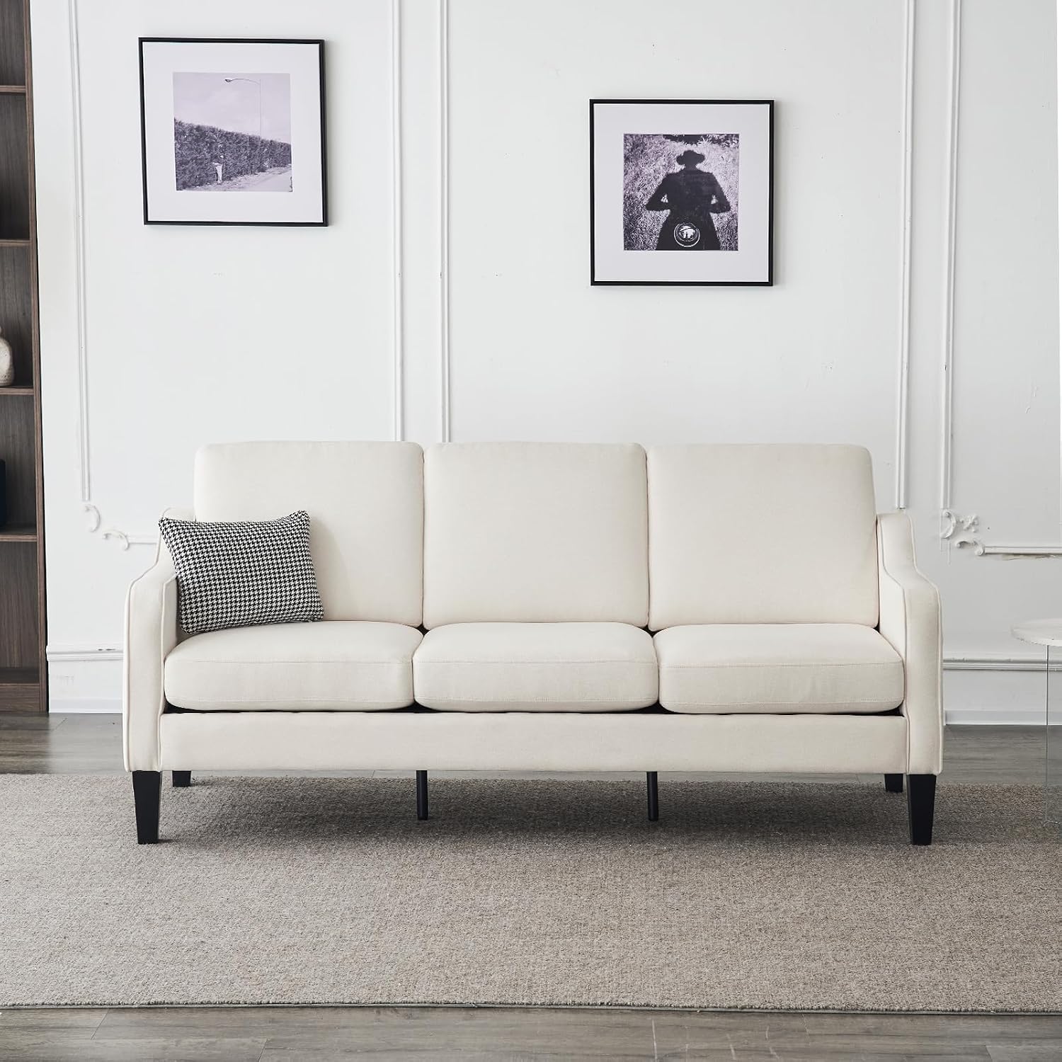 VINGLI Small Couch Sofa 71' Comfy Couches for Living Room Beige 3 Seat Sofa Couch Mid Century Modern Sofa Furniture Couches with Scooped Arms for Small Spaces, Bedroom, Apartment, Studio