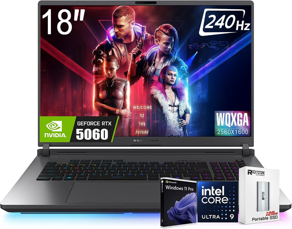 ASUS ROG Strix G18 G815 Gaming Copilot AI PC Laptop 18' 2.5k (2560x1600) 240Hz (100% DCI-P3, 3ms) Intel 24-core Ultra 9 275HX GeForce RTX 5060 RGB Backlit Wi-Fi7,Win11Pro W/128 PSD, 32GB | 1TB SSD