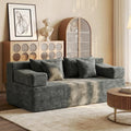 MONVANE 70' Loveseat Sofa with Removable Armrests, Comfy Chenille Cloud Couch with 4 Pillows, Modern Deep Seat Boneless Couch, 2 Seater Sofa for Living Room, No Assembly Required, Grey