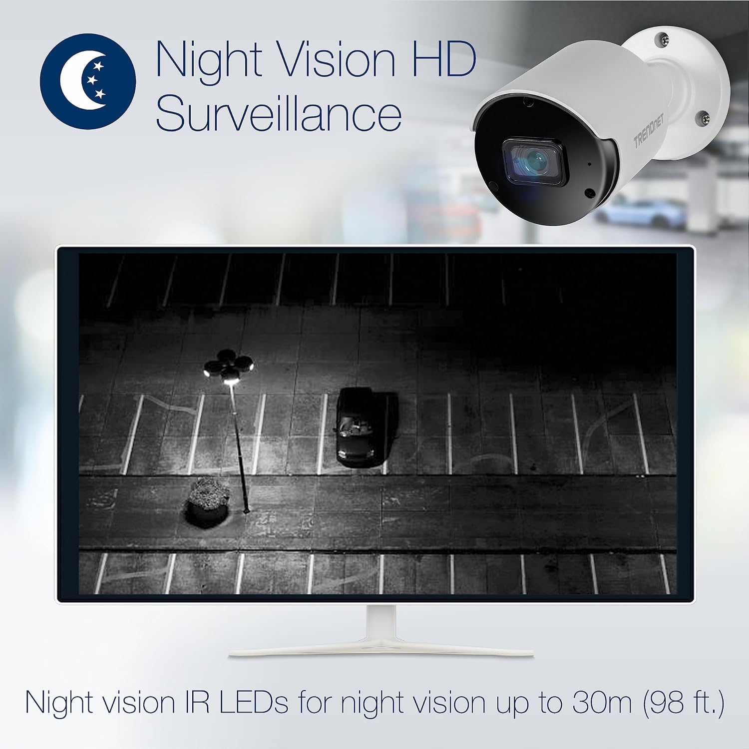 TRENDnet Indoor Outdoor 5MP H.265 PoE Bullet Network Camera, IP66 Rated Housing, IR Night Vision up to 30m (98 ft.), Security Surveillance Camera, microSD Card Slot (up to 256GB), White, TV-IP1514PI
