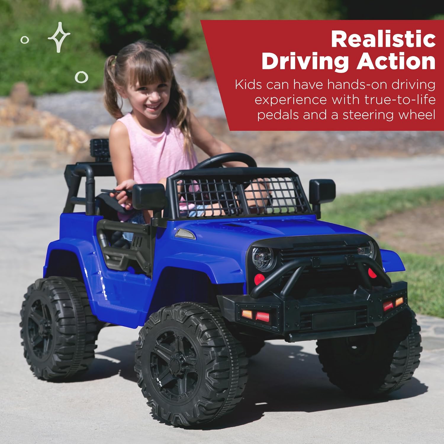 Best Choice Products 12V Kids Electric Vehicle Toy Ride On Car with Parent Remote Control for Toddlers, Seat Harness, 61 lbs Weight Capacity, Locking Doors, Spring Suspension, Bluetooth - Blue