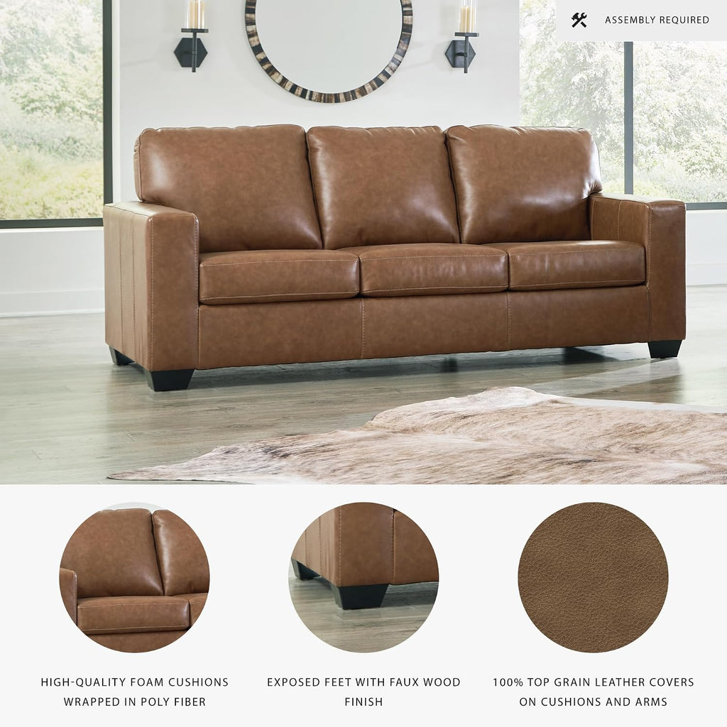 Signature Design by Ashley Bolsena Contemporary Leather Match Sofa, Dark Brown