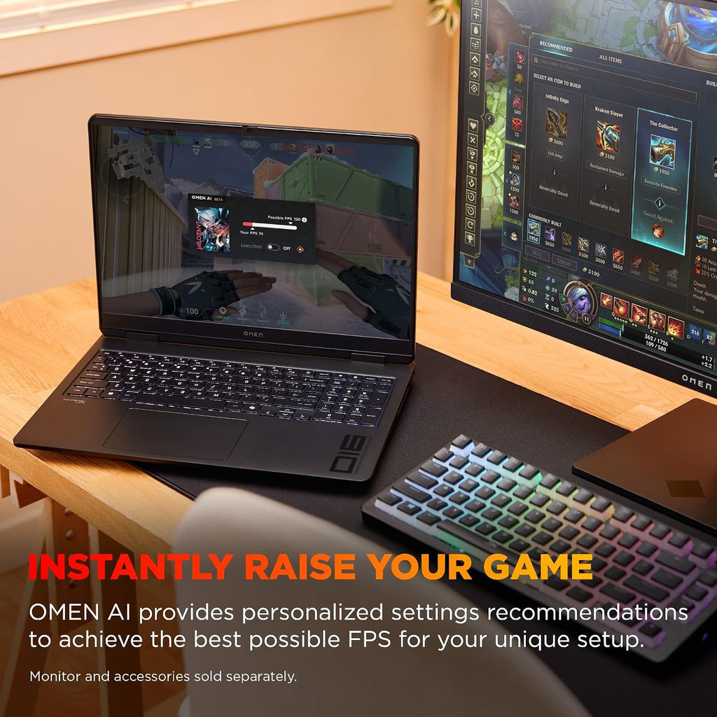 HP OMEN 16 Slim Gaming Laptop (NVIDIA RTX 5060 8GB, AMD Ryzen 9 8940HX (> Intel Ultra 7 255H)), 16GB DDR5 RAM, 512GB SSD, FHD+ 144Hz Display, 4-Zone RGB Backlit KB, IR Webcam, Wi-Fi, IST Dock, Win 11H