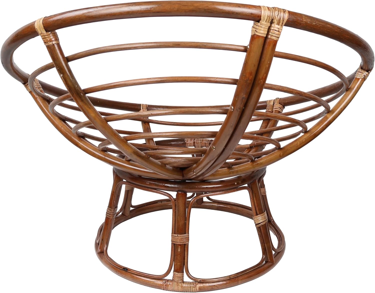 International Caravan Furniture Piece 42-Inch Rattan Papasan Chair with Solid Twill Cushion