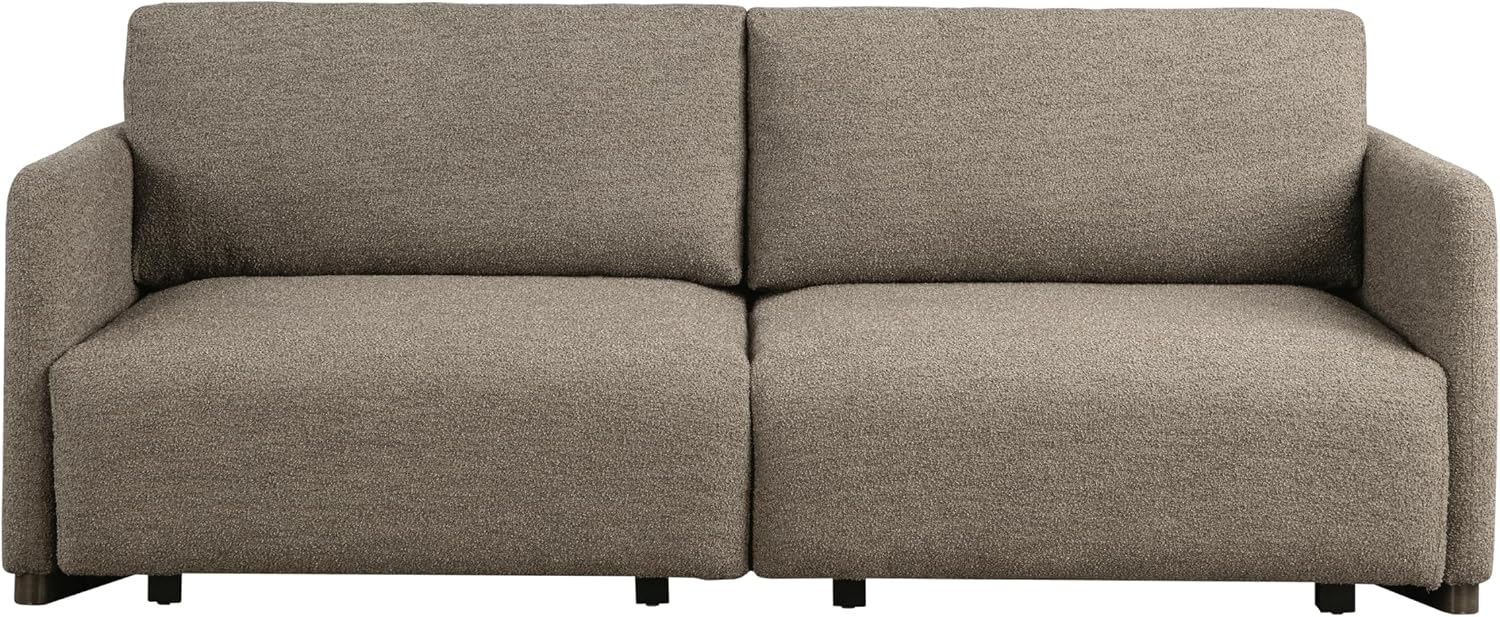 Serta Vail 86' Convertible Sleeper Sofa, Queen Size, Wall-Hugging Dreamglide Mechanism, Dreamcoil Comfort, Boucle Fabric, Brown