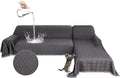 Waterproof L Shaped Sectional Couch Covers Blanket 2 Piece Sectional Sofa Cover Washable L Shape Sofa Slipcover Jacquard Quilted Furniture Protector for Dogs Pets Cats (X-Large, Dark Grey)