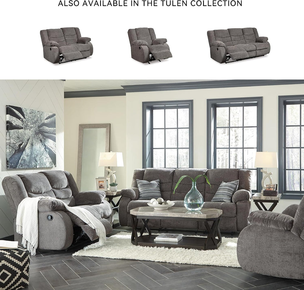 Signature Design by Ashley Tulen Modern Manual Pull Tab Reclining Sofa, Dark Gray