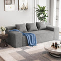 PurrJoys Modular Sectional Sofa, 3 Seater 105' Deep Seat Corduroy Lounge Sofa with Movable Cushions, Modular Couch for Small Spaces, Living Room, Bedroom, Apartment, Office - Gery