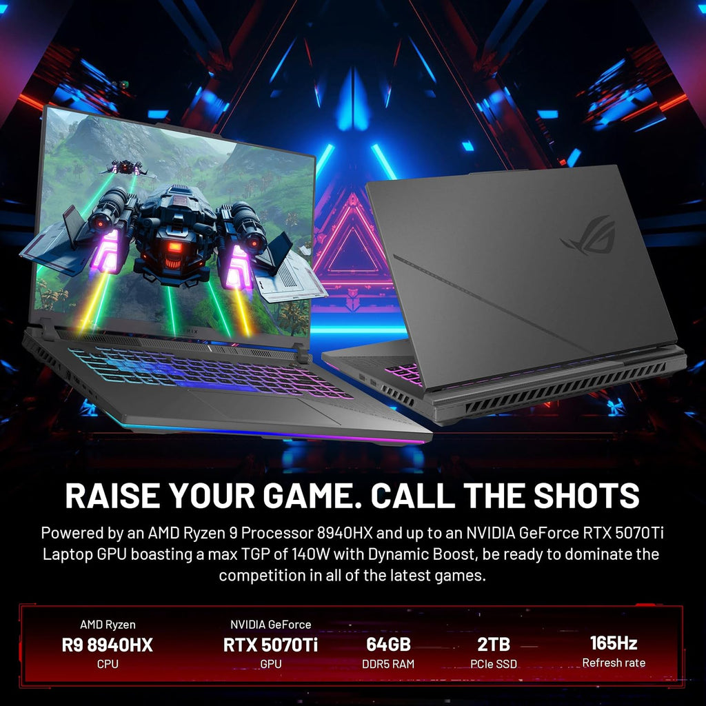 ASUS ROG Strix G16 16' WUXGA 165Hz Gaming Laptop, NVIDIA GeForce RTX 5070 Ti 12GB GDDR7, AMD Ryzen 9 8940HX, 64GB DDR5, 2TB SSD, Backlit Keyboard, Win 11 Pro, Gray, 1TB Docking Station Set