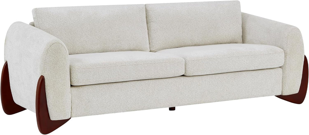 Christopher Knight Home Taki 89 Inches Sofa Couch, Cozy Chenille Upholstered 3-Seater Sofa, Wood Frame Couches, Comfy Home Sofa Living Room and Office, Lounge Seating with Armrests, Beige