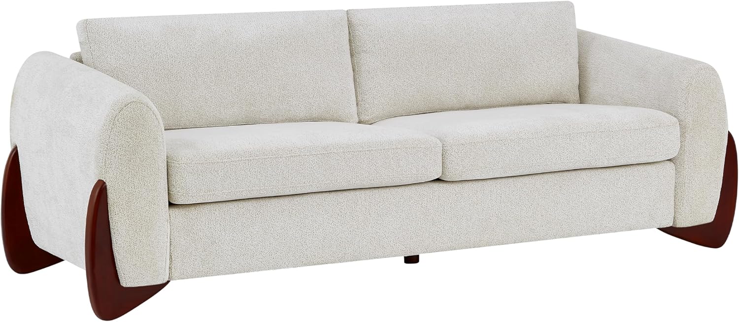Christopher Knight Home Taki 89 Inches Sofa Couch, Cozy Chenille Upholstered 3-Seater Sofa, Wood Frame Couches, Comfy Home Sofa Living Room and Office, Lounge Seating with Armrests, Beige