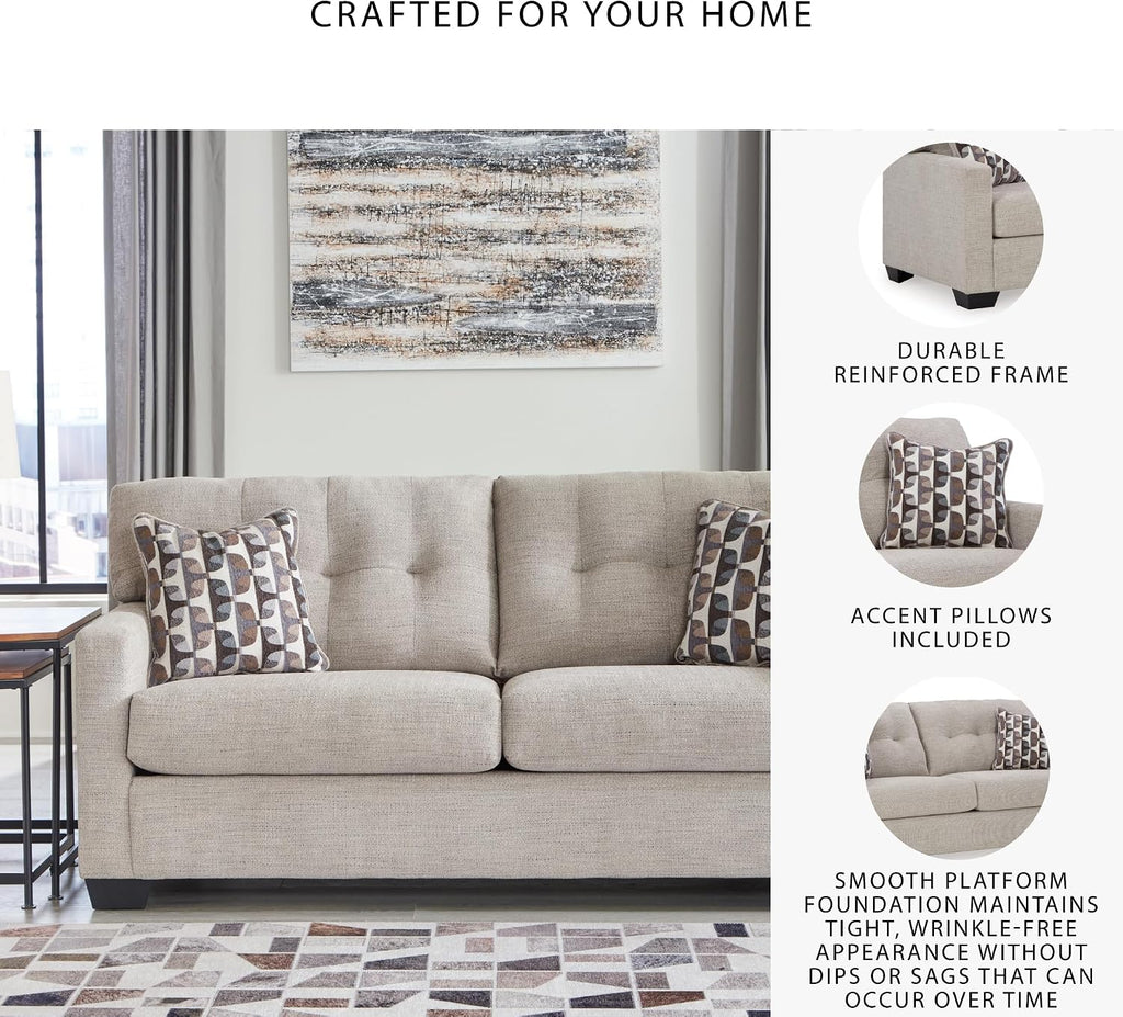 Signature Design by Ashley Mahoney Contemporary Tufted Sofa, Beige