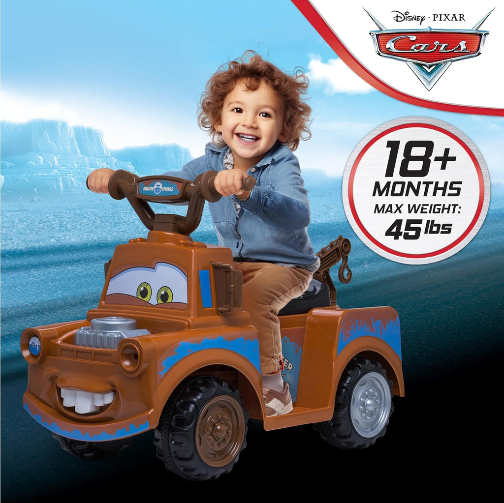 Kid Trax Toddler Disney Cars 3 Tow-Mater Electric Quad Ride-On, Kids 1.5-3 Years Old, 6 Volt Battery and Charger Included, Max Weight 45 lbs, Tow-Mater brown