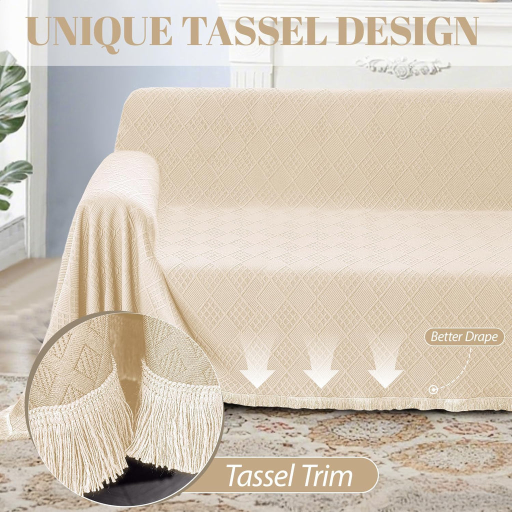 Waterproof Sectional Couch Covers Sectional Sofa Cover L Shaped Corner Sofa Slipcovers Blanket for Dogs Pets Washable Jacquard Quilted L Shape Furniture Protector (75x252 in, Beige)
