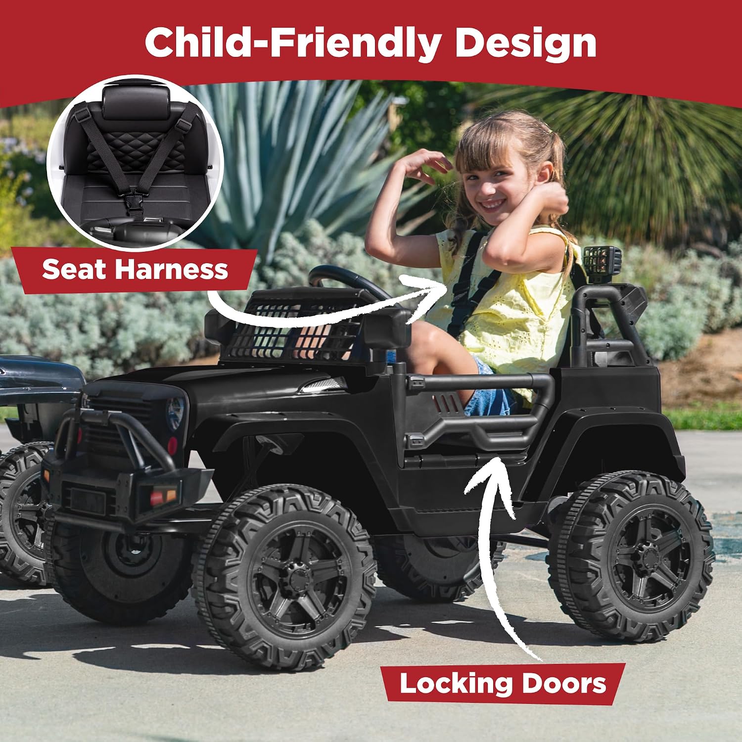 Best Choice Products 12V Kids Electric Vehicle Toy Ride On Car with Parent Remote Control for Toddlers, Seat Harness, 61 lbs Weight Capacity, Locking Doors, Spring Suspension, Bluetooth - Black