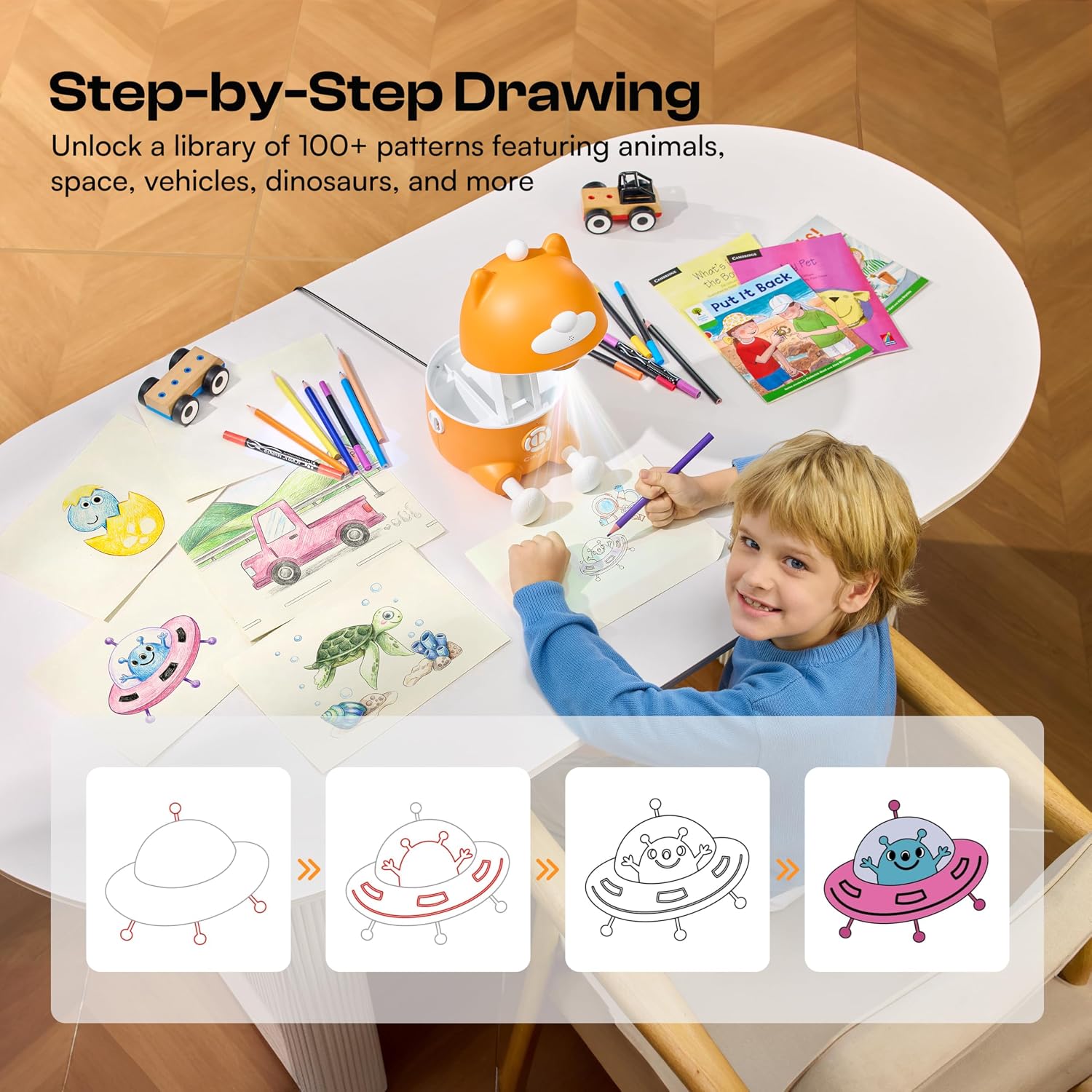 Caydo T3 Smart Drawing Projector Kit, Includes 12 Colored Pencils, 36 Acrylic Paint Markers, 24 Watercolor Markers & 50 Sheet Drawing Paper, Art Craft Birthday for Kids Ages 5-12