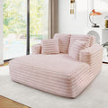 JEEOHEY 56' Oversized Chaise Lounge Chair Indoor,Plush Faux Fur Sleeper Sofa Couch Bed with Pillows&Wide Armrests,Fluffy Comfy Cloud Couch,Compression Foam Couch for Living Room,Bedroom(Pink)