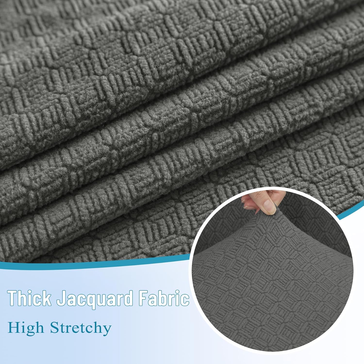 HDCAXKJ Waterproof Sectional Couch Cushion Covers 11 Pieces Stretch Jacquard L Shaped Corner Sofa Slipcover Back Cover Soft Sofa Seat Cushion Covers for Dog Pet (S-5 Seater and 6 Backrest, Dark Gray)