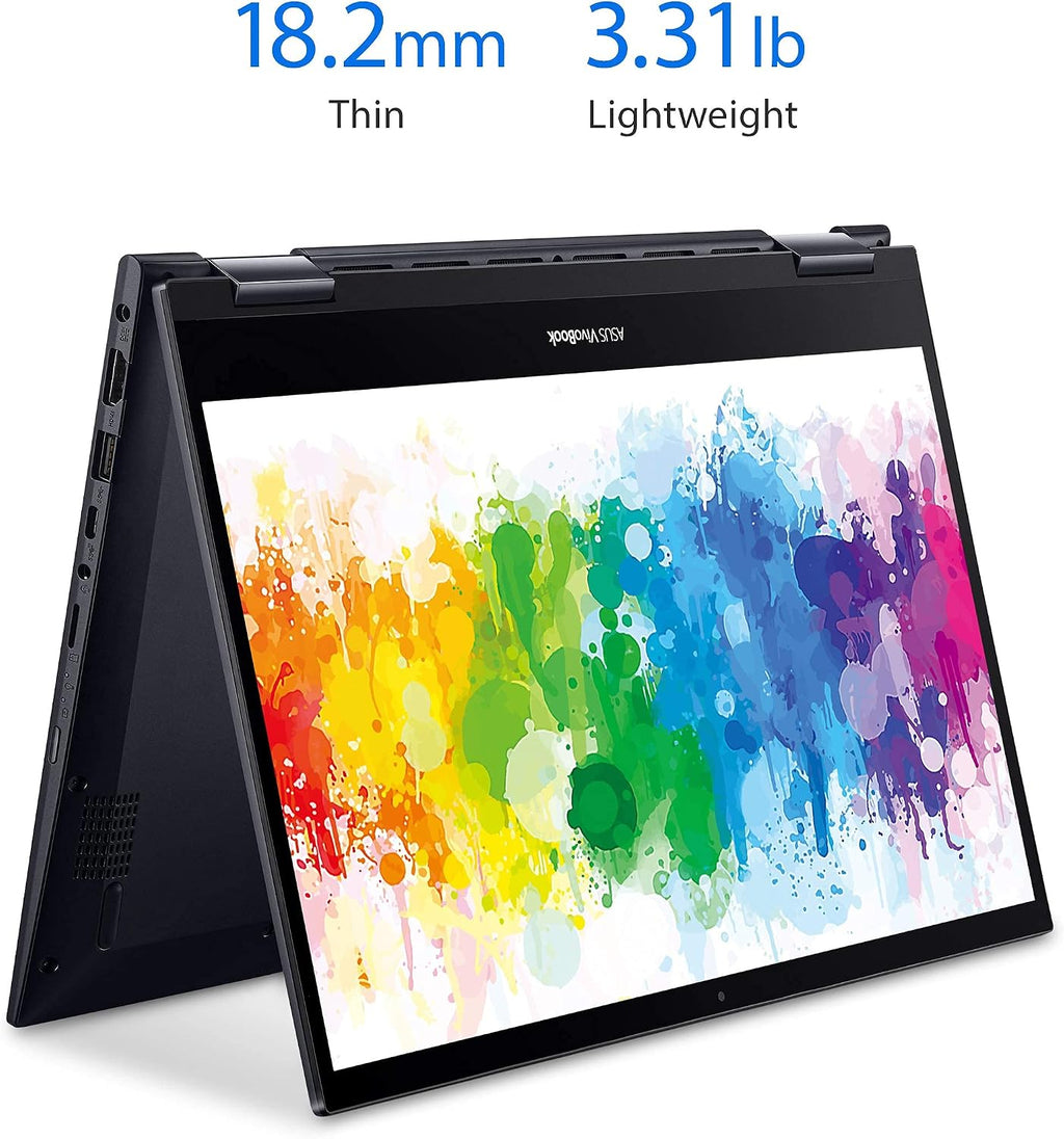 ASUS VivoBook Flip 14 Thin and Light 2-in-1 Laptop, 14' FHD Touch Display, AMD Ryzen 5 5500U, 8GB RAM, 512GB SSD, Stylus, Fingerprint Reader, Windows 10 Home, Bespoke Black, TM420UA-DS52T