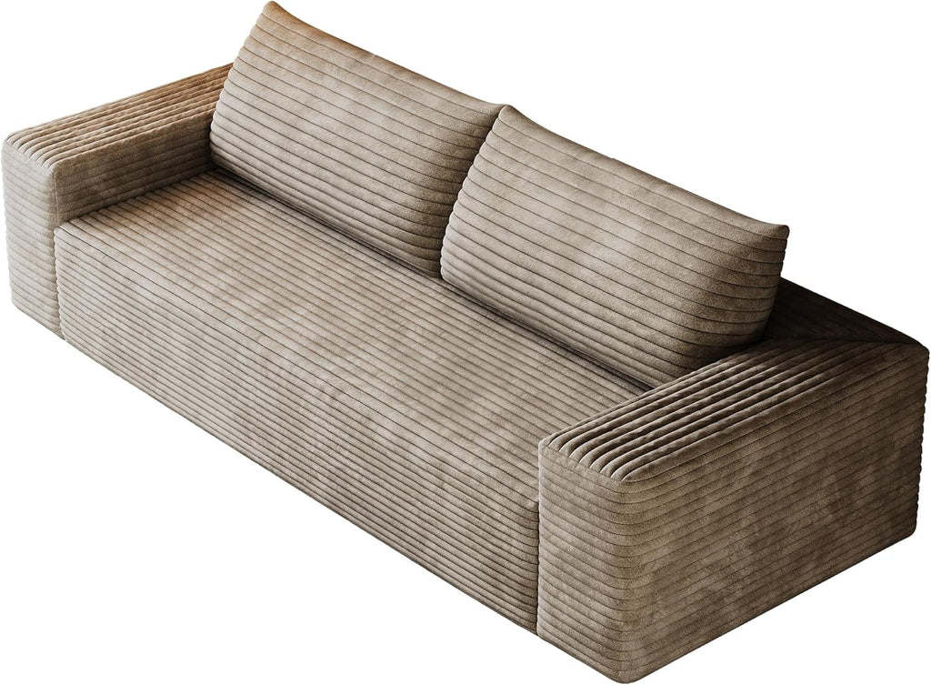 63' Cloud Loveseat Boneless Sofa Couch in a Box, No Assembly Required 2 Seater Foam Compression Couches, Modern Living Room Floor Sofa Couch Corduroy Small Love Seat | Breathable material