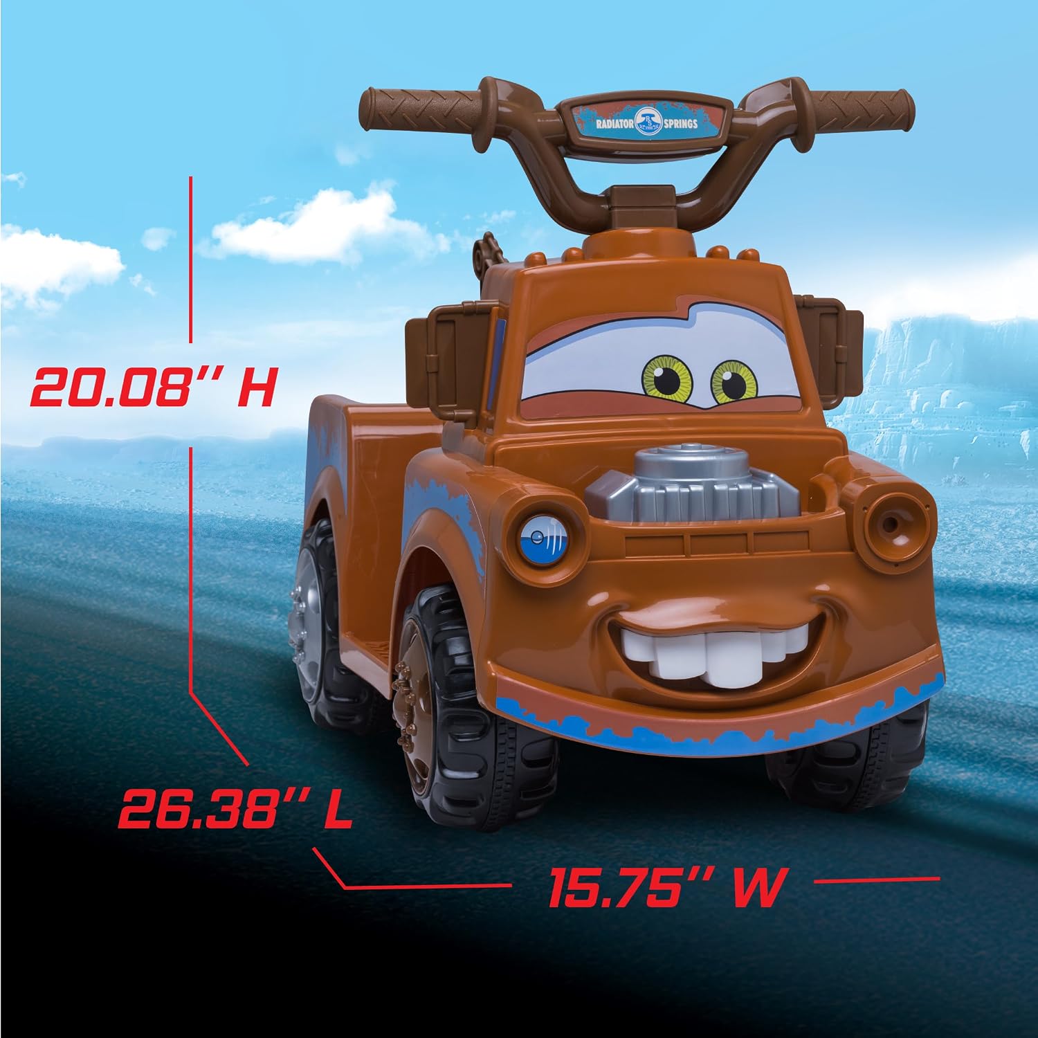 Kid Trax Toddler Disney Cars 3 Tow-Mater Electric Quad Ride-On, Kids 1.5-3 Years Old, 6 Volt Battery and Charger Included, Max Weight 45 lbs, Tow-Mater brown