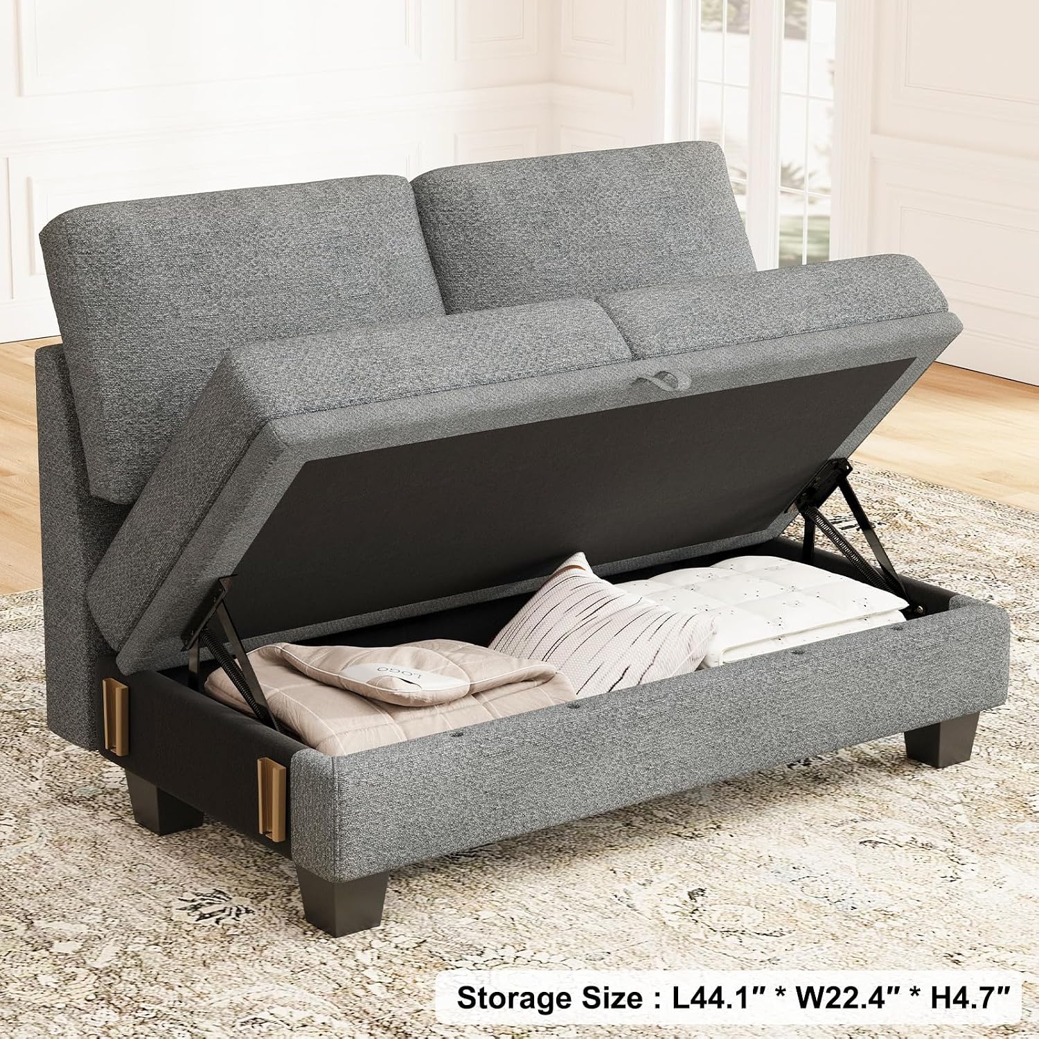 Belffin 45.6' Chenille Loveseat Module for Sectional Couch, 2-Seater Modular with Storage for Modular Sectional Sofa. Light Grey.