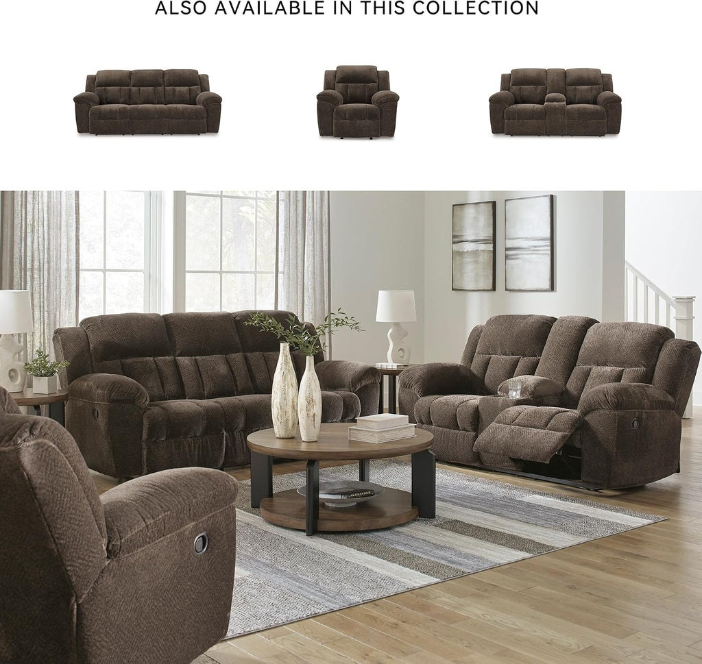 Signature Design by Ashley Frohn Modern Manual Reclining Sofa, Dark Brown