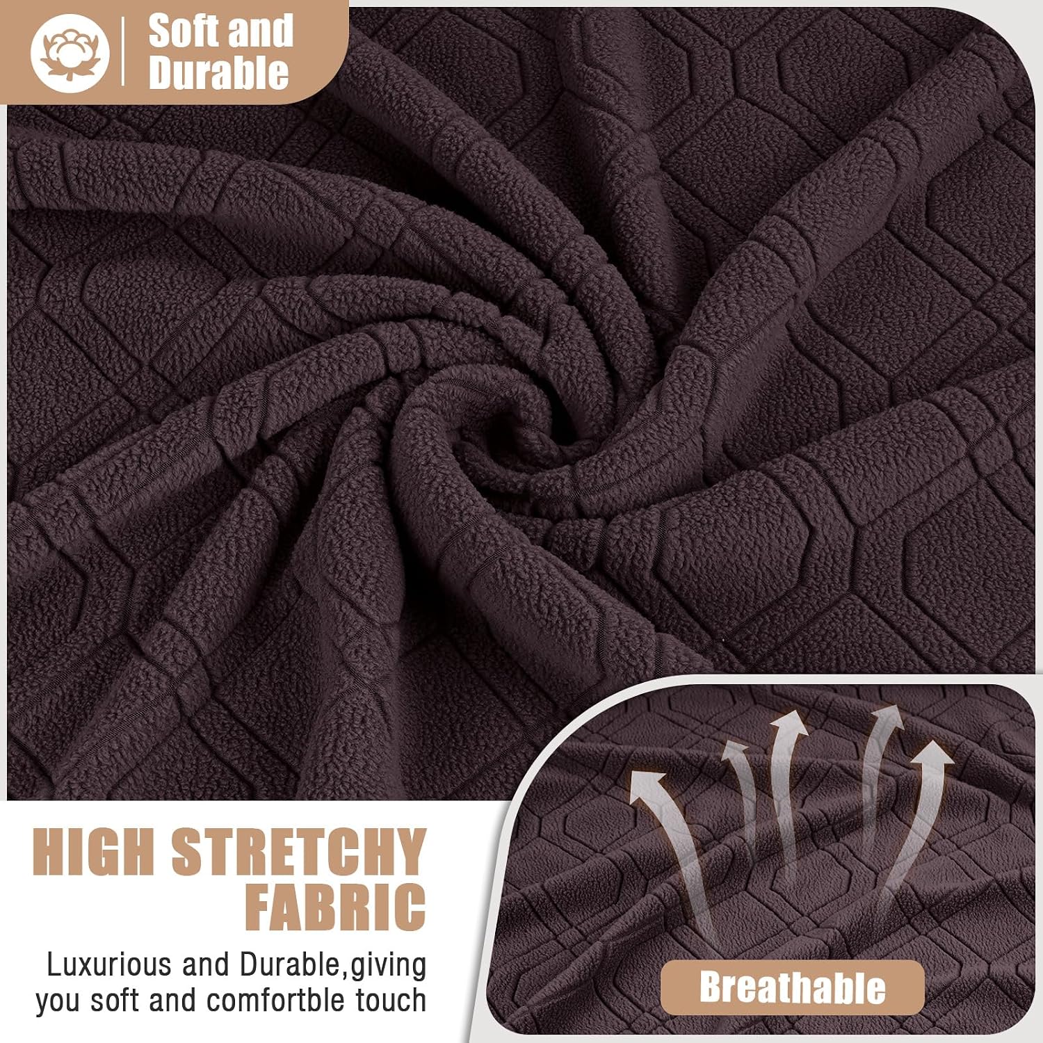 VANSOFY Extra Large Reclining Sectional Couch Covers, Washable 5-Piece Sofa Covers for L Shape Sectional Sofa Corner Seater, Thick, Soft Sofa Slipcovers (5 Seat Recliner Cover, Chocolate)