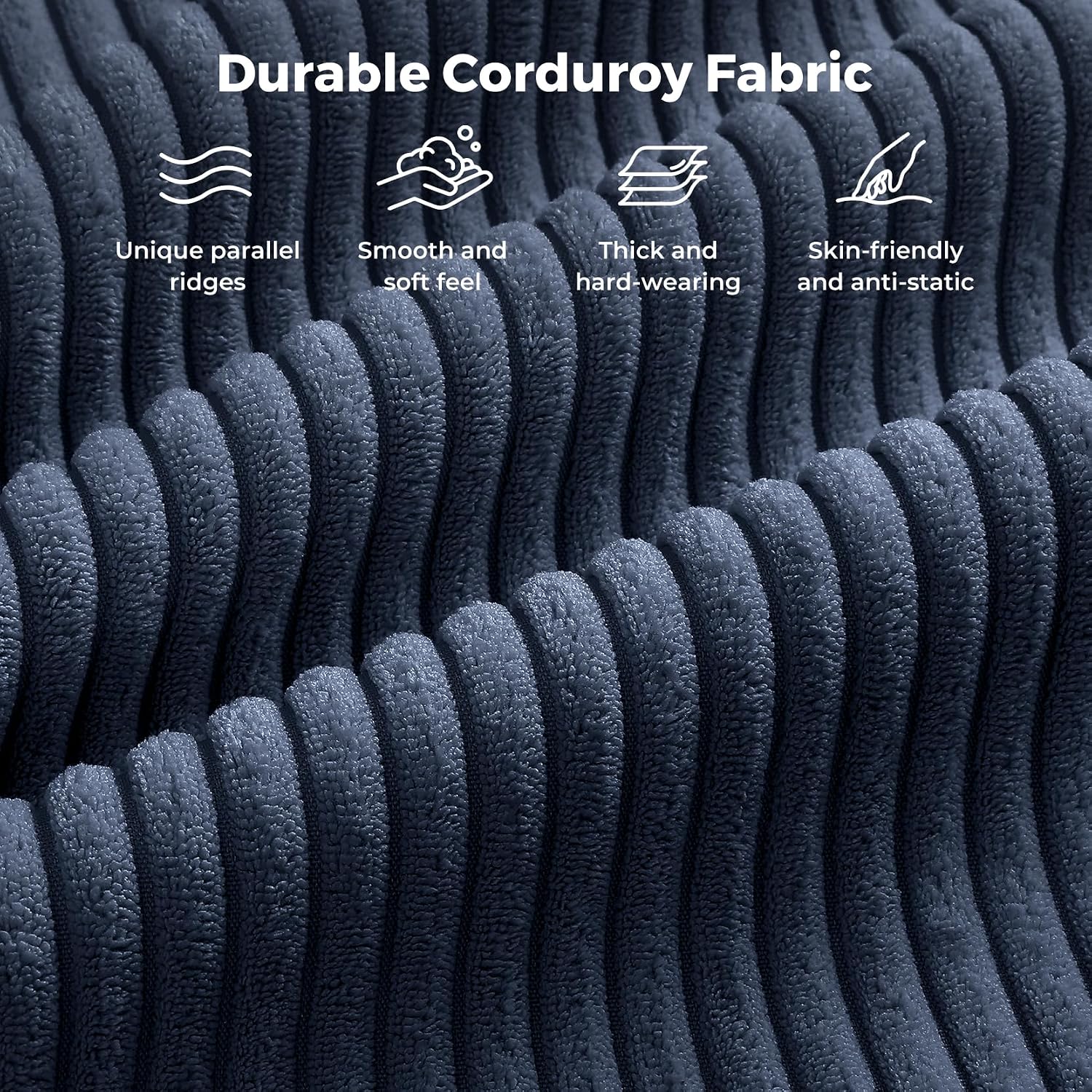 Vesgantti 97' Modular Sectional Sofa Drak Blue, Sectional Couch with Movable Ottoman, Comfy Corduroy Couch with Spring Cushion, Modular Sofa with Deep Seat for Living Room, Bedroom and Apartment