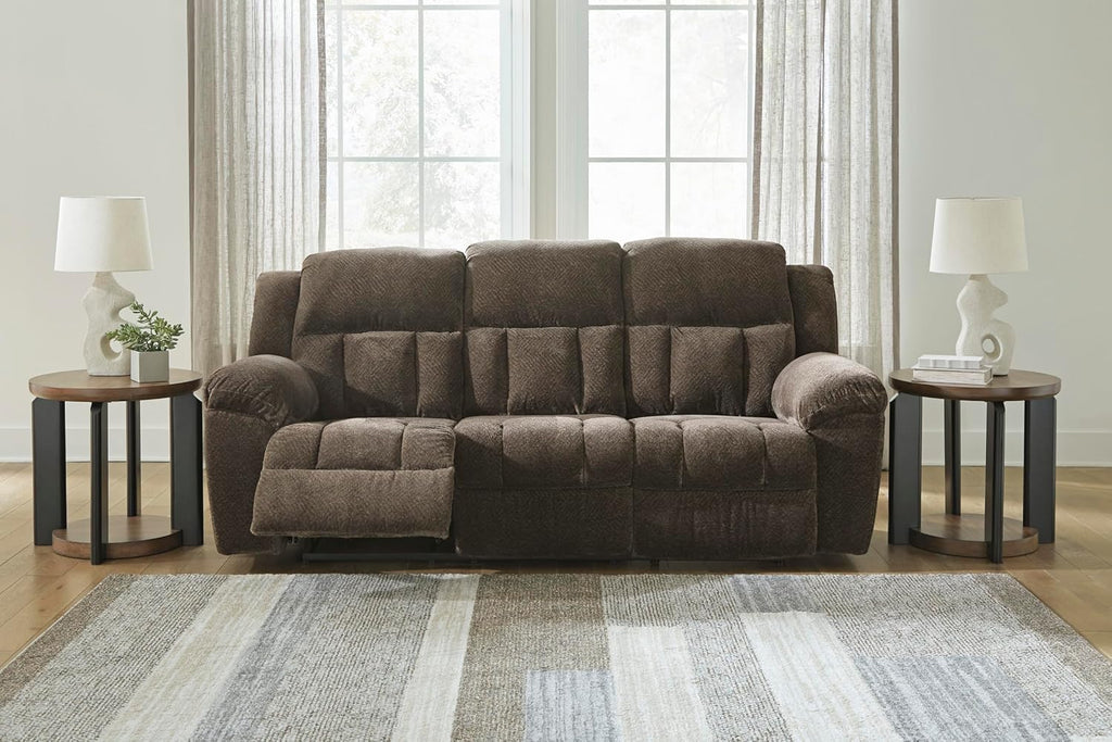Signature Design by Ashley Frohn Modern Manual Reclining Sofa, Dark Brown