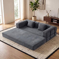ZEIINPA Comfy Convertible Folding Mattress Couch, Floor Sofa Bed with Fixed-Shape Frame, Corduroy Floor Sofa with Armrest, Floor Sofa Lounge Couch for Living Room Bedroom Lounge Studio,Grey