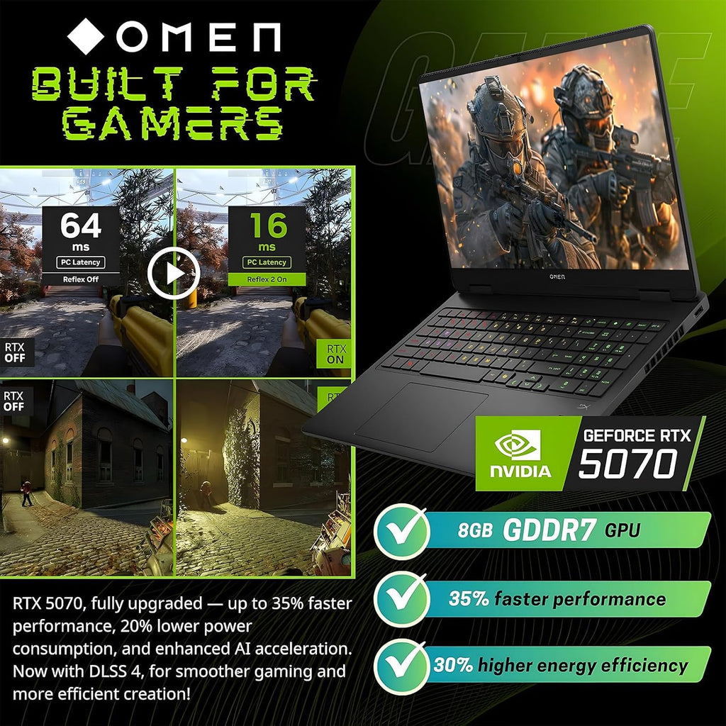 HP OMEN 16 Gaming Laptop, Intel Core Ultra 9 285H(>i9-14900), GeForce RTX 5070, 16' 144Hz IPS Copilot AI PC, 32GB DDR5 RAM, 2TB SSD, Backlit Keyboard, Windows 11 Pro Laptop Computer