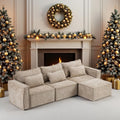 VINGLI 111' Convertible Modular Sectional Sofa,Comfortable L Shaped Reversible Couch with Ottoman, Removable 3 Seater Boneless Modern Couch, Durable Chenille Cloud Sofa for Living Room,Khaki