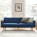 mopio 76.4' Futon Sofa Bed, Couch, Loveseat, Sleeper Sofa, Mid Century Modern Futon Couch, Sofa Cama, Couches for Living Room (Classic Blue Velvet)