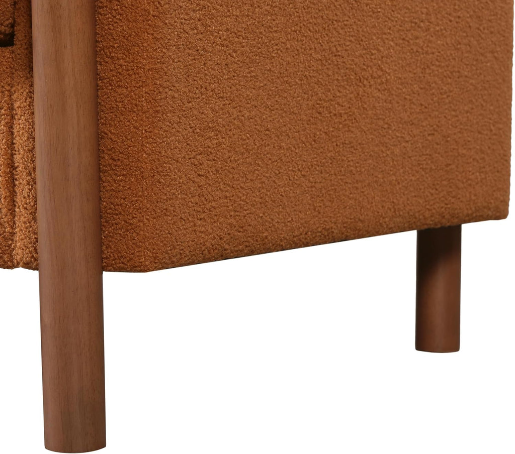 Christopher Knight Home Yadil Teddy Fleece Upholstered 3 Seater Sofa Couch, Wooden Home Sofa Living Room, Comfy Cloud Couch for Bedroom, Home Office, Orange