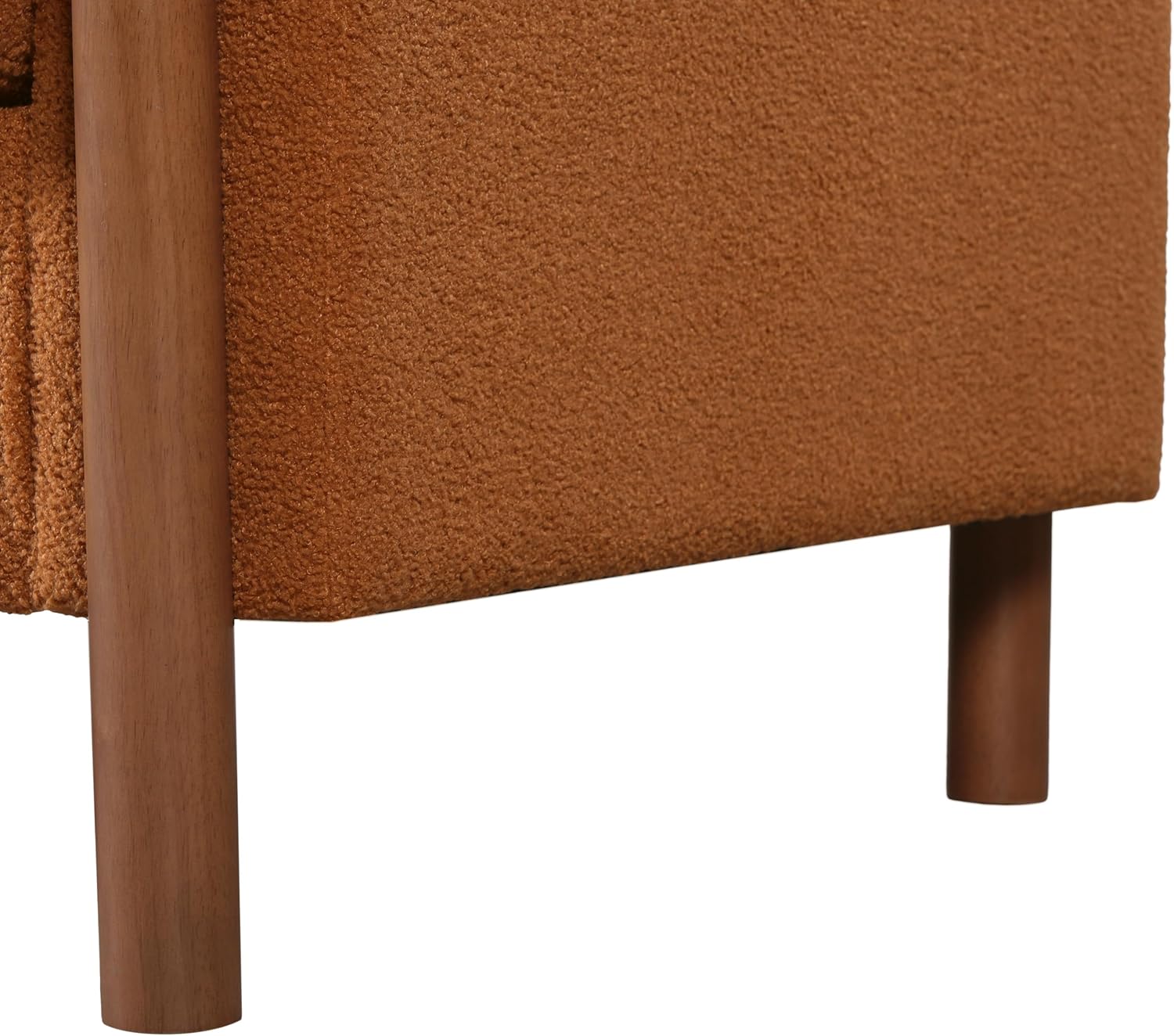 Christopher Knight Home Yadil Teddy Fleece Upholstered 3 Seater Sofa Couch, Wooden Home Sofa Living Room, Comfy Cloud Couch for Bedroom, Home Office, Orange