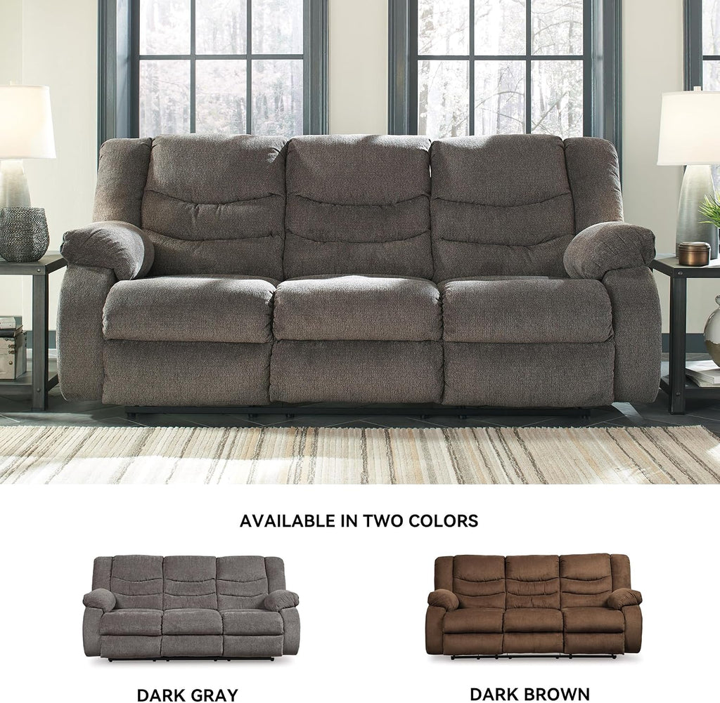 Signature Design by Ashley Tulen Modern Manual Pull Tab Reclining Sofa, Dark Gray