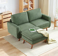 Vesgantti 68' Loveseat Sofa with Movable Ottoman, Comfy Corduroy Couch with Spring Cushion, Sofa Couch with Solid Wood, Modern Office Sofa with Deep Seat for Living Room and Bedroom, Green