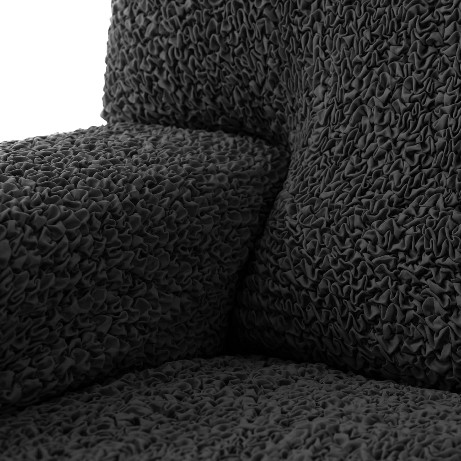 PAULATO BY GA.I.CO. Sofa Slipcover - Stretch Couch Cover - Stylish Cushion Sofa Cover - Soft Polyester Fabric Slip Cover - 1-Piece Form Fit Washable Protector for Pet - Microfibra Collection - Black