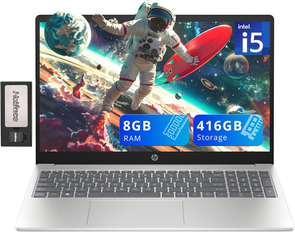 HP Pavilion 15.6' FHD IPS Laptop, Intel i5-1235U, 8GB RAM, 416GB Storage(256GB SSD + 160GB Docking Station Set), Intel Iris Xe Graphics, Num Pad, Webcam, Wi-Fi 6, Windows 11, Silver