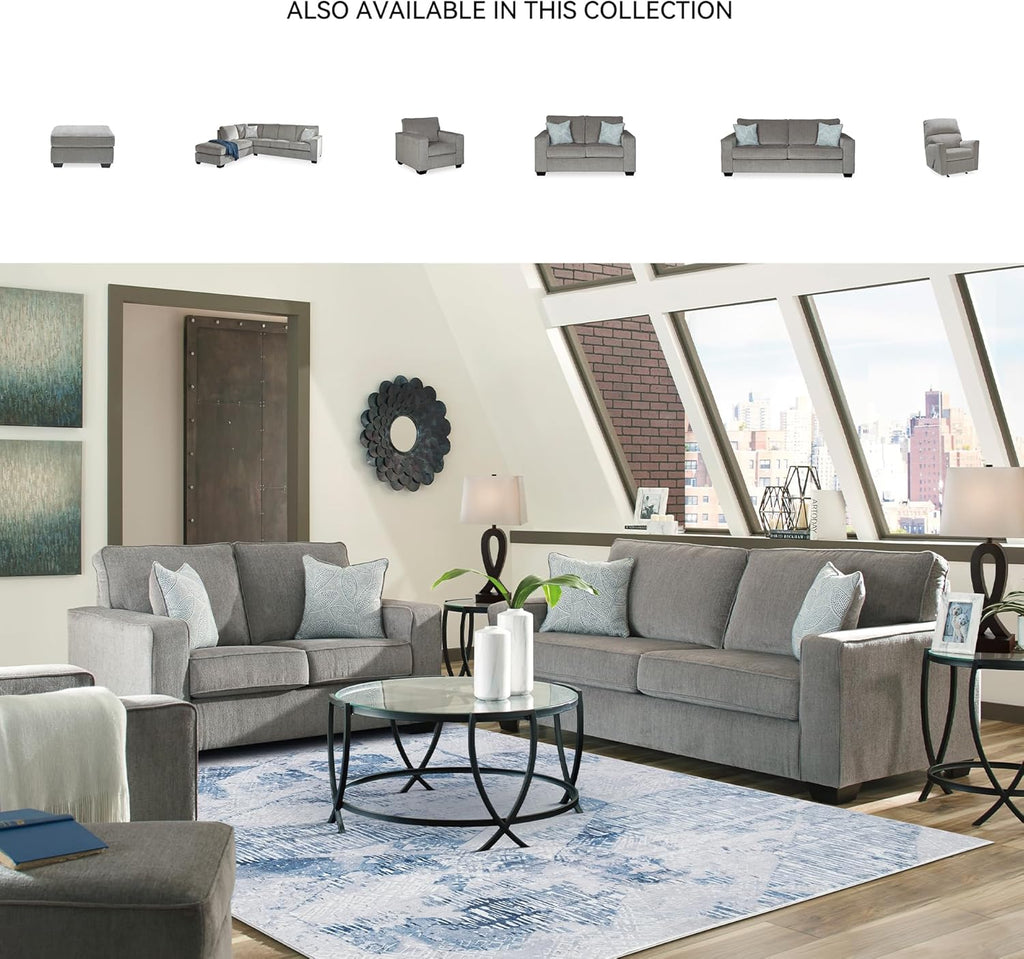 Signature Design by Ashley Altari Modern Sofa with 2 Accent Pillows, Light Gray