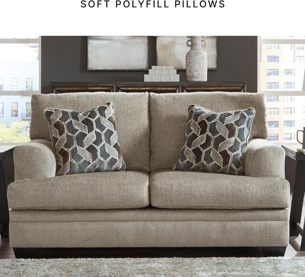 Signature Design by Ashley Stonemeade Casual Loveseat with 2 Toss Pillows, Light Brown