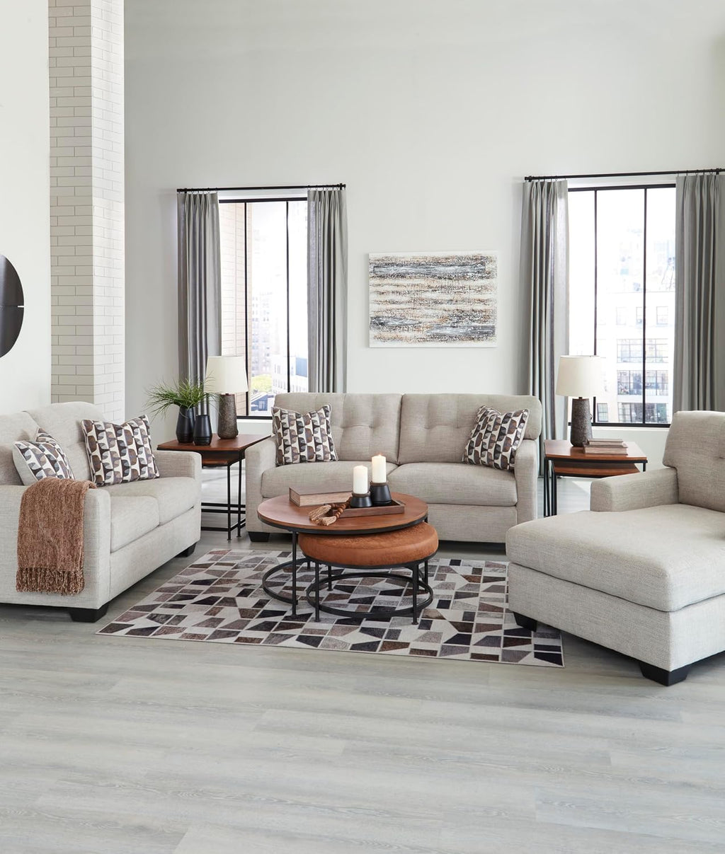 Signature Design by Ashley Mahoney Contemporary Tufted Sofa, Beige