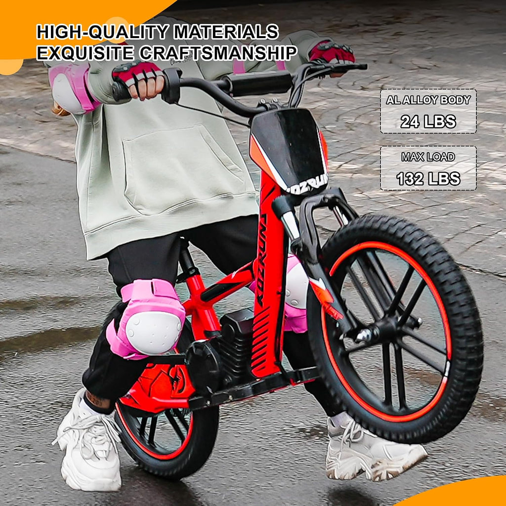 High Performance Electric Dirt Bike for Kids, 500W Motor, 3 Speed up to 15.5MPH, 24V 5AH Removable Lithium-Ion Battery, 13.6 Miles Max Range, Manual Rear Disc Brakes, Electric Motorcycle for Ages 5-10