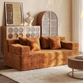 MONVANE 70' Loveseat Sofa with Removable Armrests, Comfy Chenille Cloud Couch with 4 Pillows, Modern Deep Seat Boneless Couch, 2 Seater Sofa for Living Room, No Assembly Required, Orange